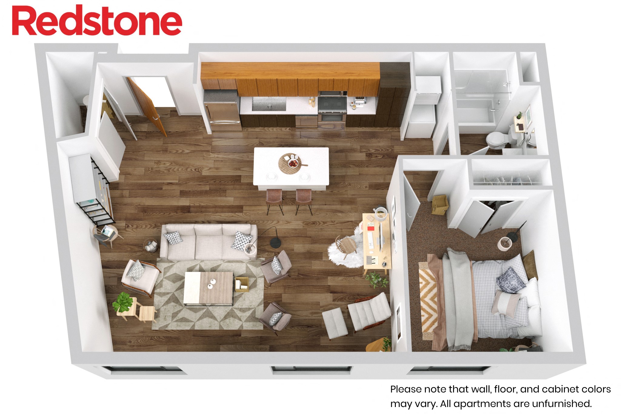 Floor plan for 1 bed, 1 bath